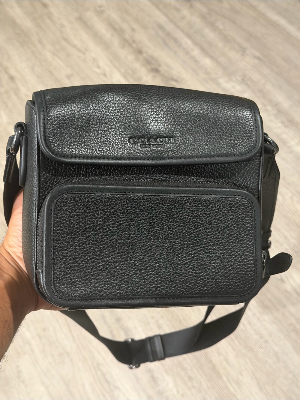 NWT Coach Sullivan CY800 Black Pebble Leather Flap Crossbody Bag